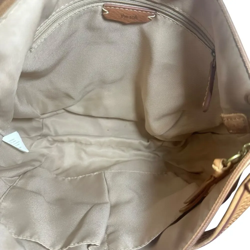 The Sak Women's Leather Hobo Bag Tan Shoulder Purse with Zipper Closure